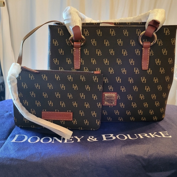 Dooney & Bourke Handbags - 3-PIECE DOONEY & BOURKE GRETTA "BRIANNA" Tote, Pouch & XL Dust Cover NWT